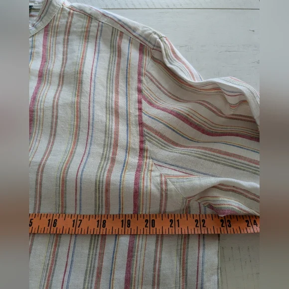 Lauren Ralph Lauren Women's Linen Button Tunic Relaxed Large Striped - Picture 6 of 11